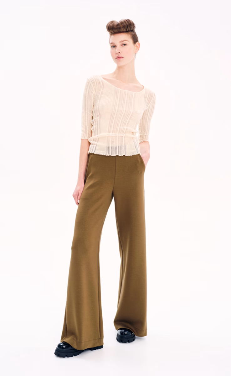 DARK OLIVE HIGH-WAISTED TROUSERS