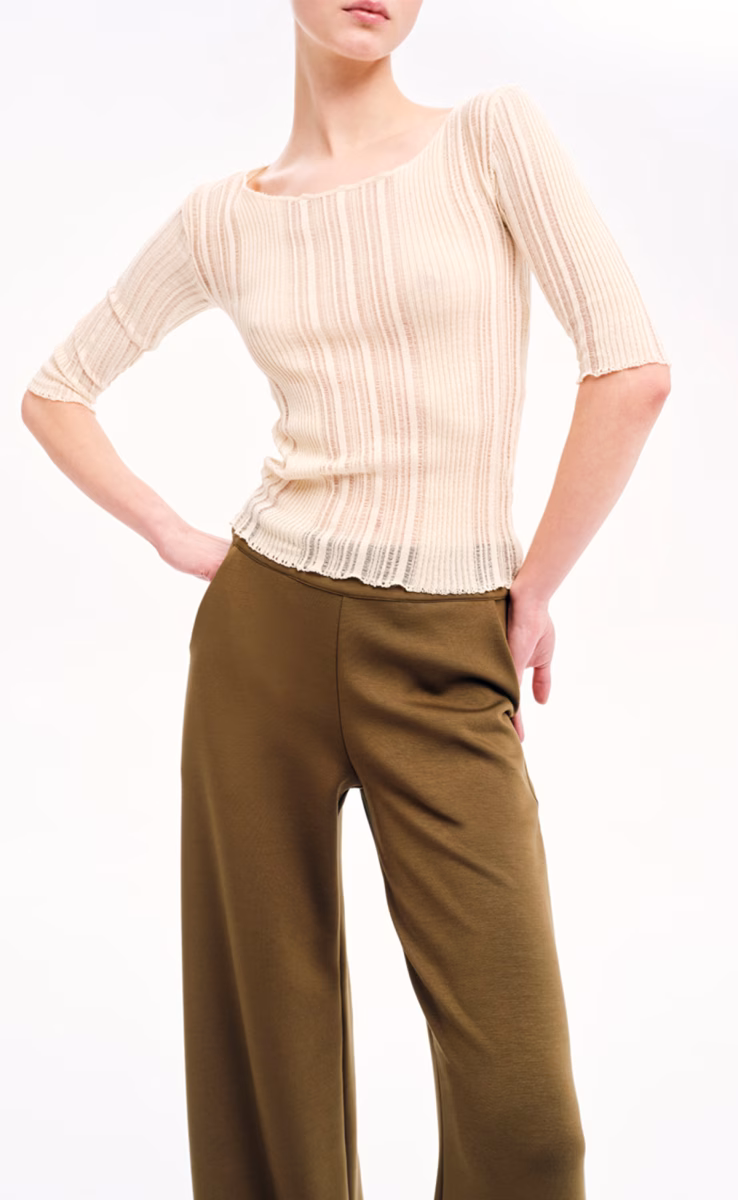 DARK OLIVE HIGH-WAISTED TROUSERS