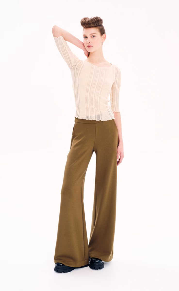 DARK OLIVE HIGH-WAISTED TROUSERS