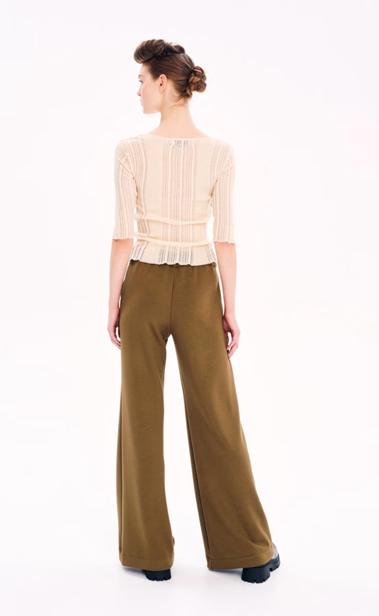 DARK OLIVE HIGH-WAISTED TROUSERS