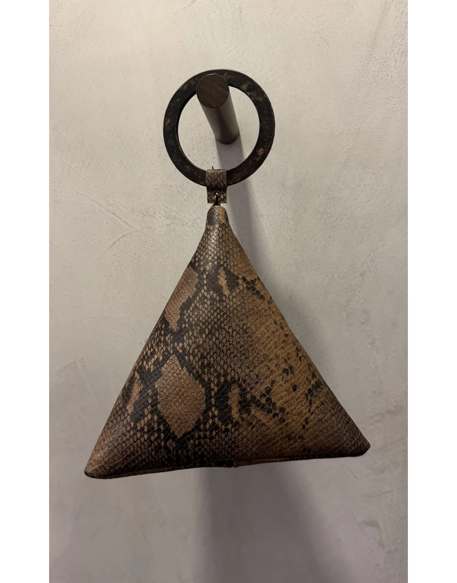 TEA BAG LEATHER BROWN SNAKE PRINT