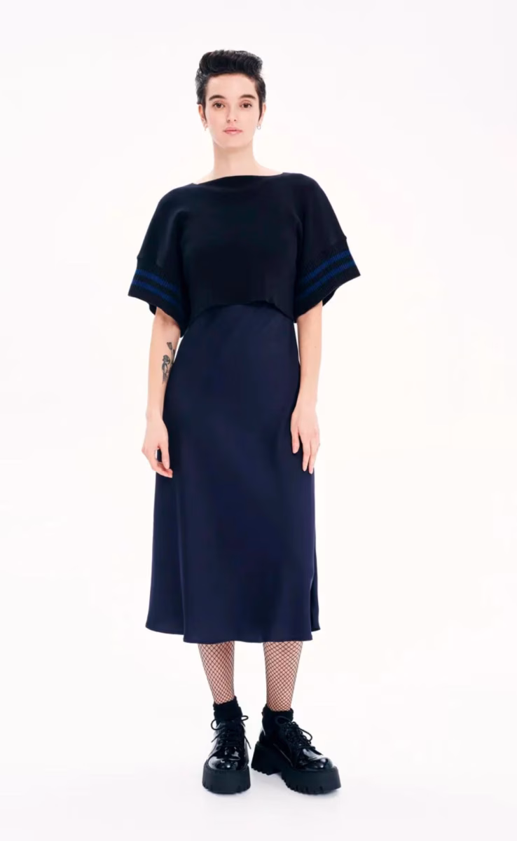 MIDI SKIRT WITH WAISTBAND INK BLUE