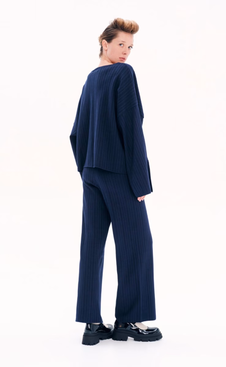 ΜΠΛΕ OVERSIZED ΠΛΕΚΤΗ ΠΑΝΤΕΛΟΝΑ