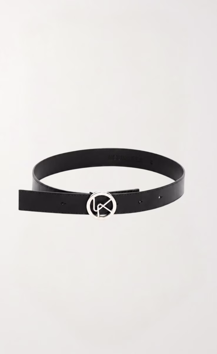 BLACK BELT WITH METAL BUCKLE AND MONOGRAM