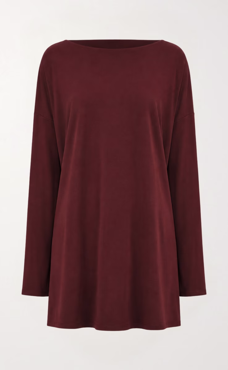 ΜΑΚΡΥΜΑΝΙΚΟ OVERSIZED MINI ΦΟΡΕΜΑ ΚΑΦΕ