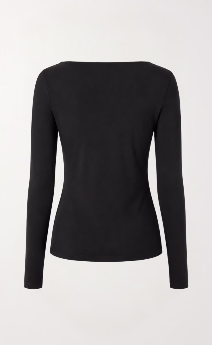 LONGSLEEVED TOP WITH DRAPED SHOULDER BLACK