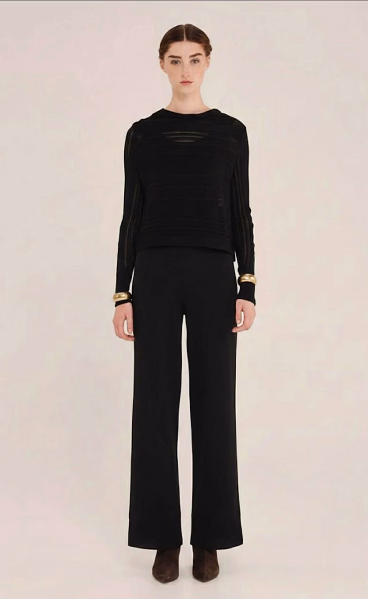 KNIT LONG SLEEVE TOP BLACK