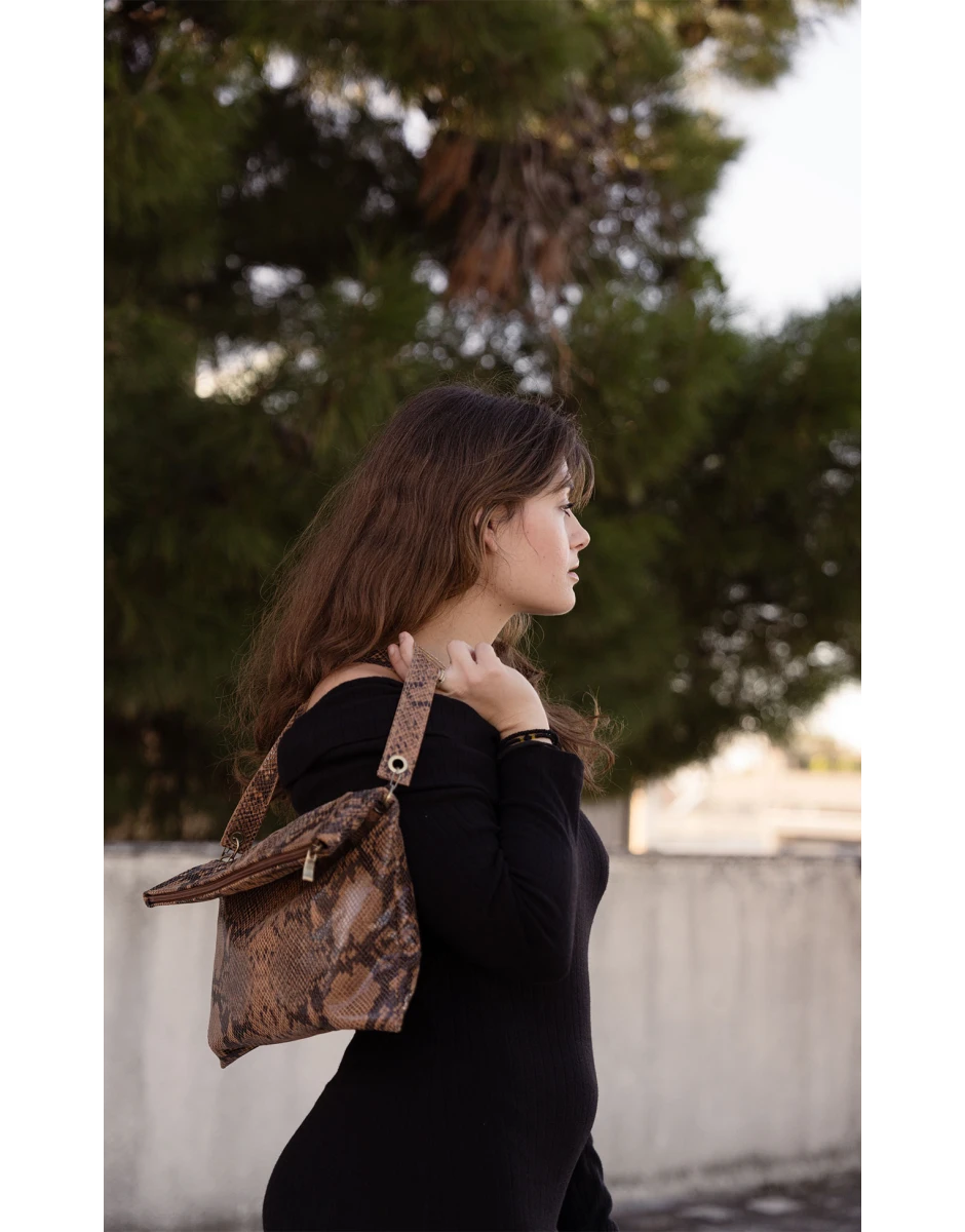 FOLD OVER BAG TABA SNAKE PRINT