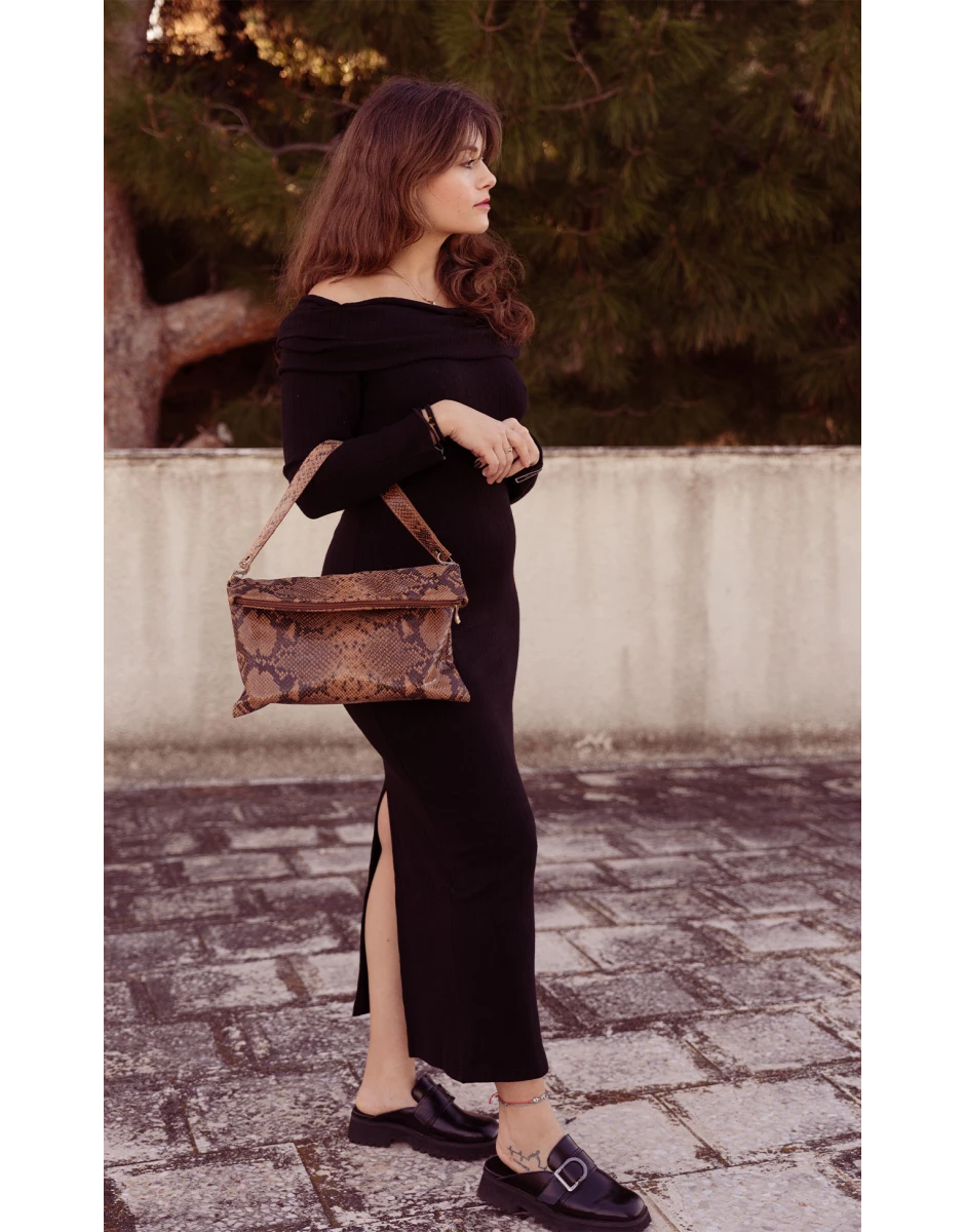 FOLD OVER BAG TABA SNAKE PRINT