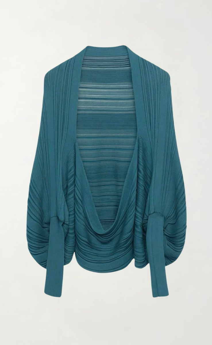 KNIT LONG-SLEEVED BOLERO SOPHISTICATED TEAL