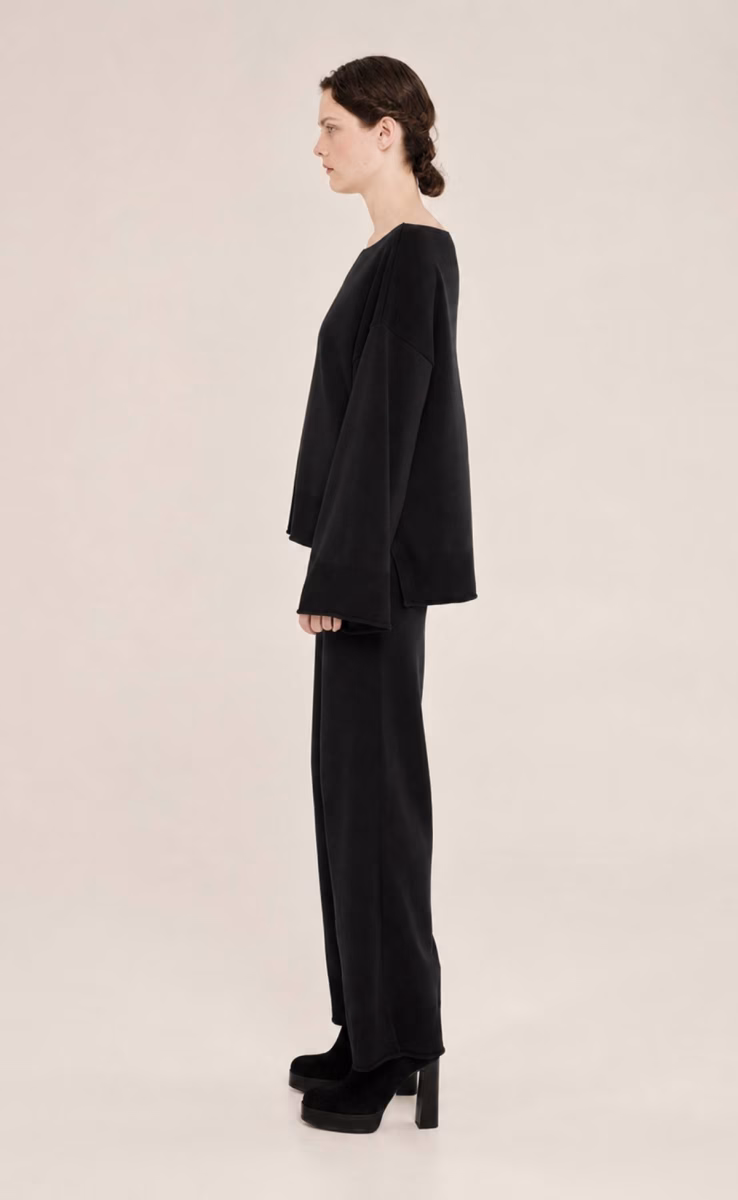 KNIT PANTS WITH NERVURES ON THE SIDES BLACK