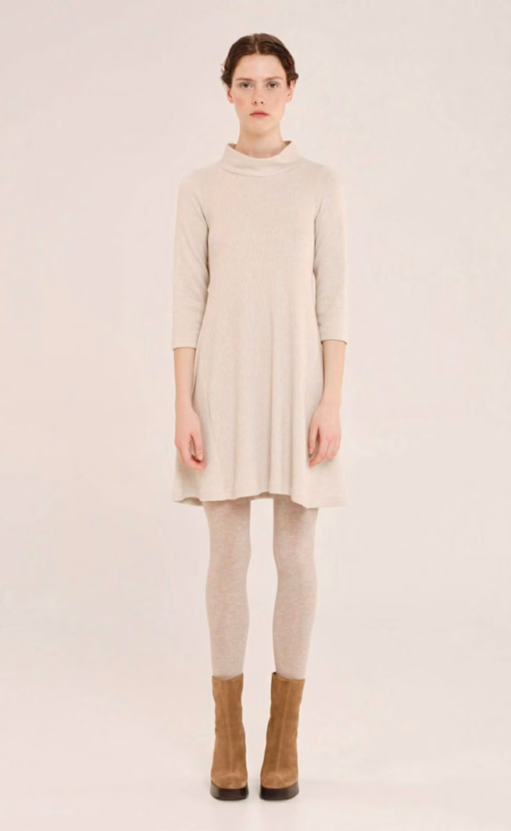A-LINE MINI LONG SLEEVE DRESS VANILLA