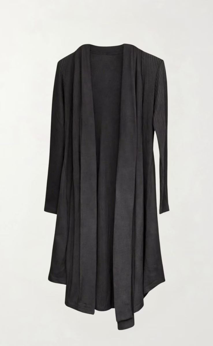 LONG CARDIGAN WITH FRONT TIE BLACK
