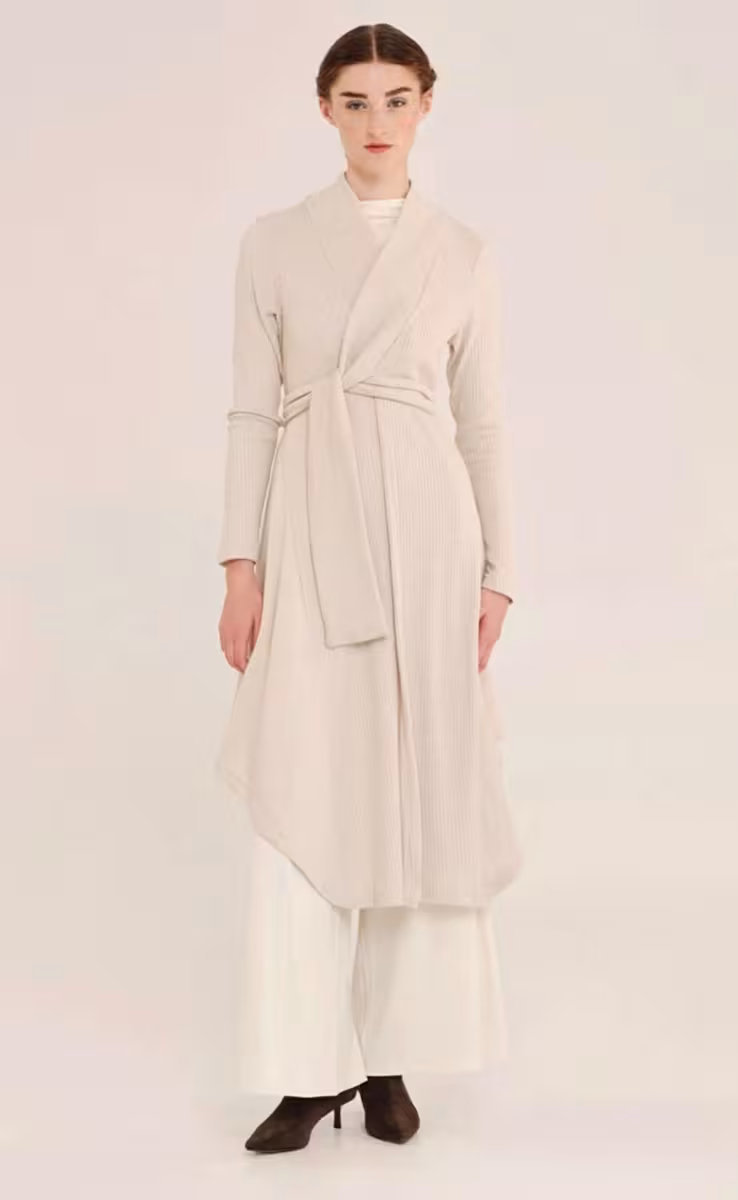 LONG CARDIGAN WITH FRONT TIE VANILLA