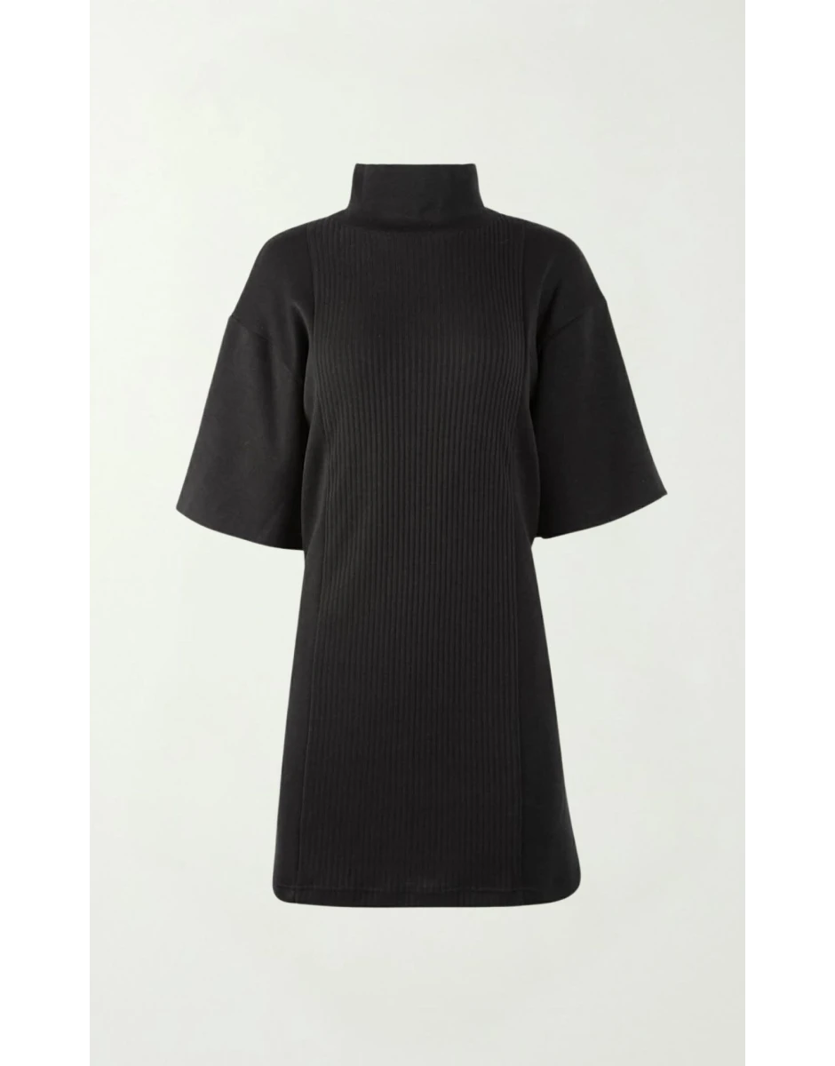 BOXY MINI DRESS WITH HIGH NECK BLACK