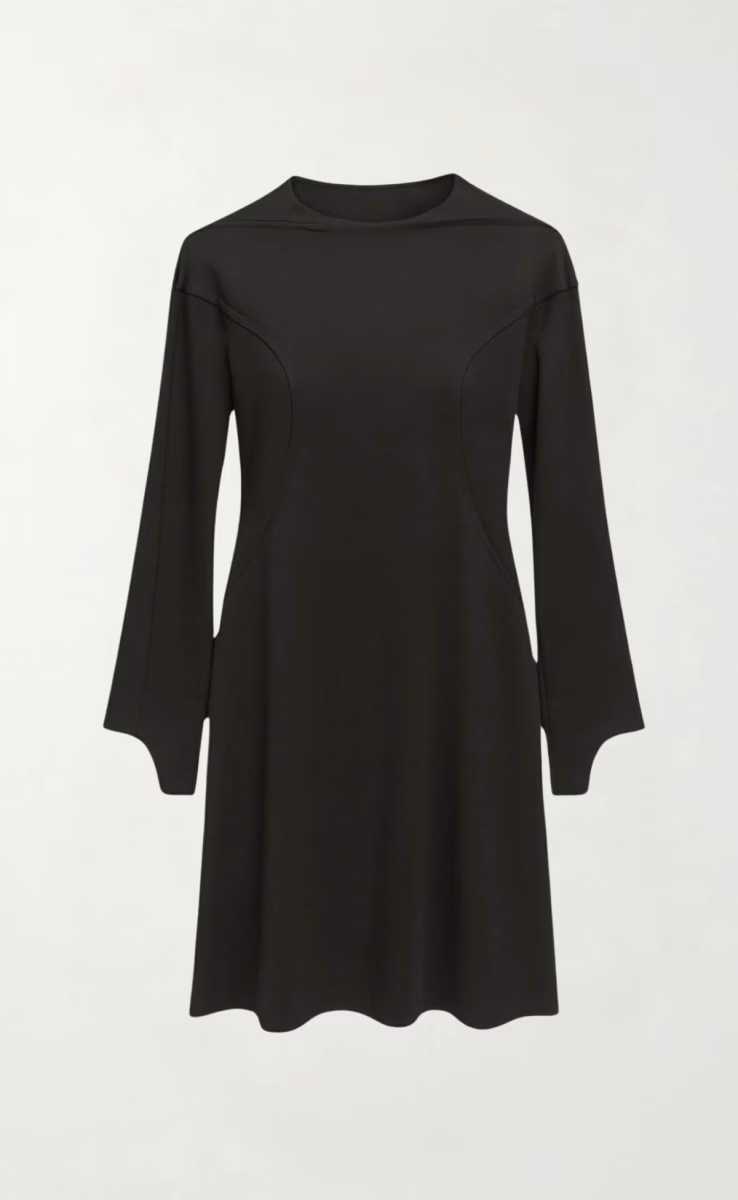 MINI DRESS WITH STRUCTURED SLEEVES BLACK