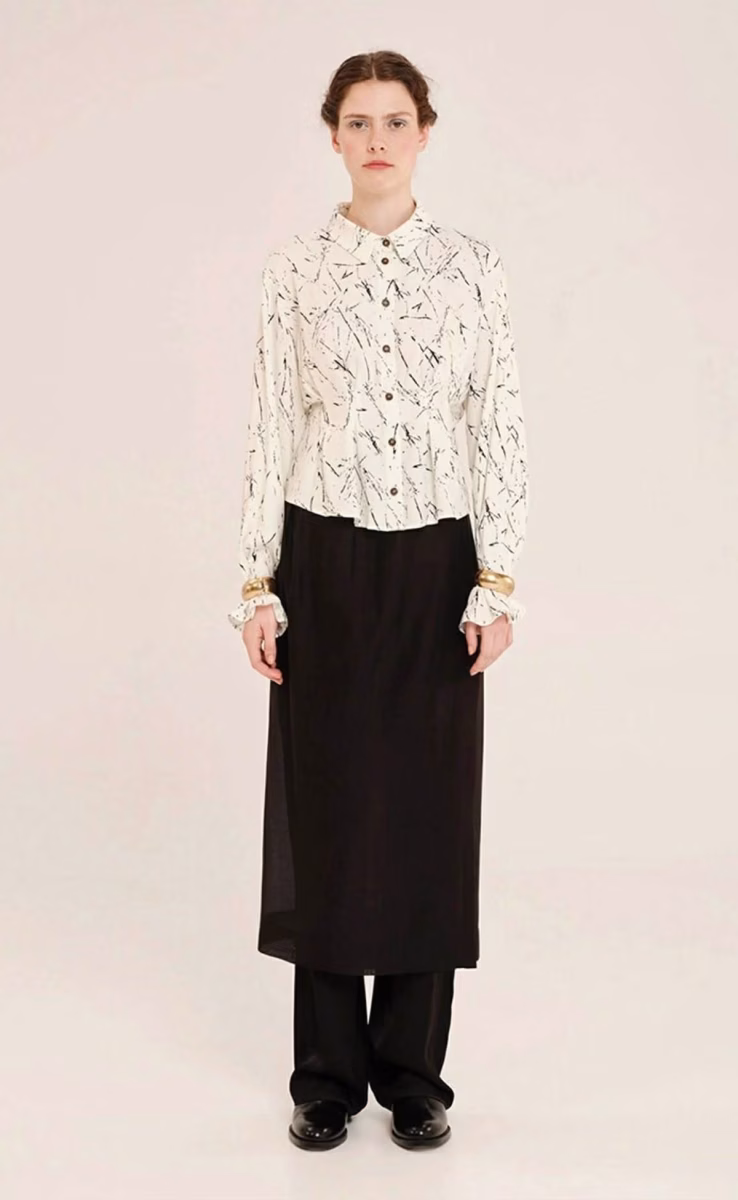 SHIRT WITH PLEATS OFF WHITE