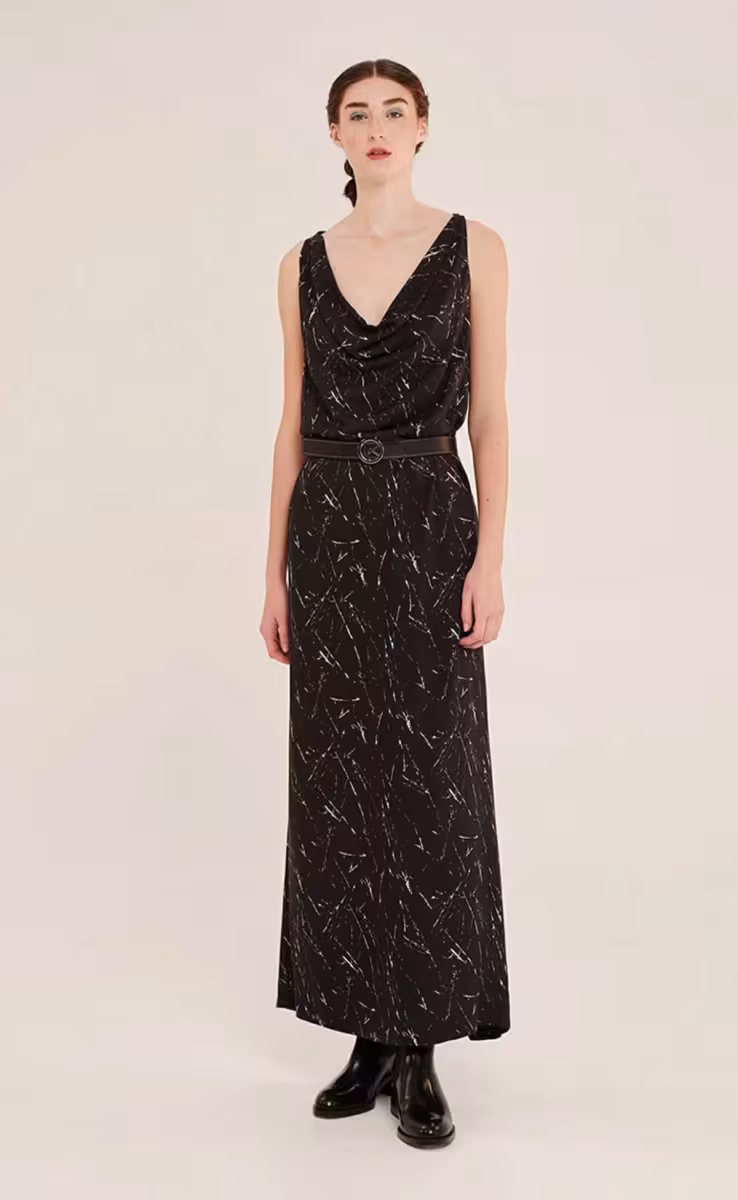 MAXI DRAPED DRESS BLACK